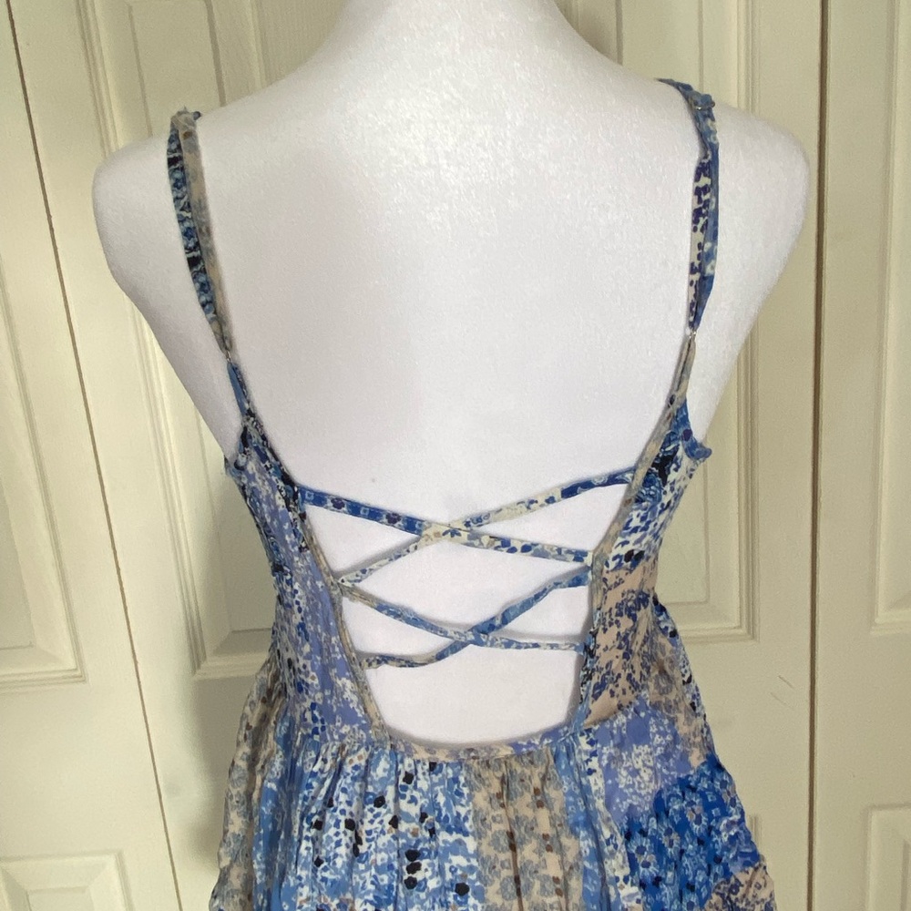 Vintage Devi Blue Patchwork Mini Dress - image 3